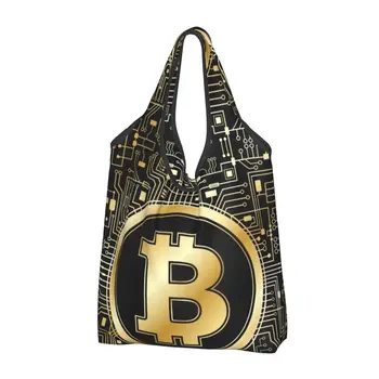 Модная Золотая Материнская плата Bitcoin Majestic, сумка для покупок, портативный криптохак BTC, специальная сумка для покупок в продуктовых магазинах