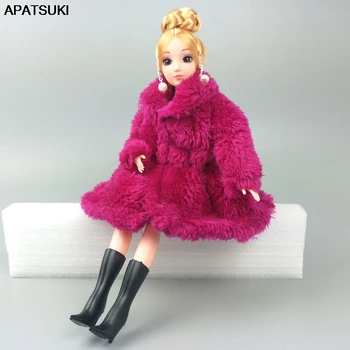 Модная кукольная одежда цвета Фуксии для куклы Барби, пальто, зимняя одежда, кукольное платье, аксессуары для кукол 1/6 BJD, детская игрушка