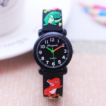 Модные Новые крутые цифровые кварцевые часы с мультяшным динозавром для детей, мальчиков и девочек, маленьких студентов, изучающих время, милые водонепроницаемые