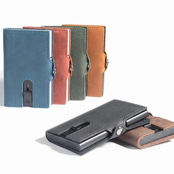 Мужской женский классический кожаный кошелек, RFID-противоугонный кошелек, алюминиевая коробка, держатель для карт, сумка с зажимом для денег, карман для монет