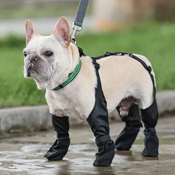 Мягкая регулируемая обувь, французские ботинки, защита для ходьбы, дышащий материал для собак, лапы для собак, обувь для собак, обувь для бульдогов