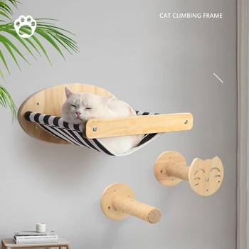 Настенная когтеточка для кошек с гамаком, деревянные игрушки для котенка, Дом, полки для детской площадки, Настенный шкаф, лестница для квартиры