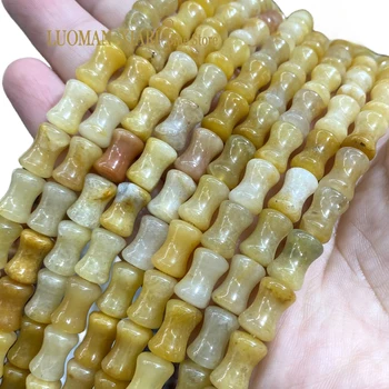 Натуральный камень 8x12 мм, желтый топаз, форма бамбука, Бусины-распорки для изготовления ювелирных изделий, Серьги 