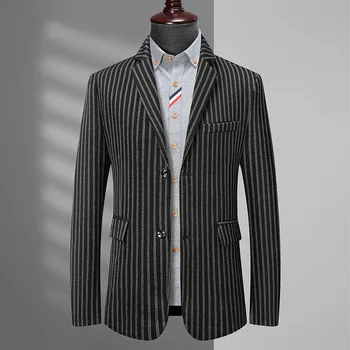 Новое поступление Suepr, Большой Осенний Мужской Модный Повседневный костюм в полоску, пальто Плюс Размер L XL 2XL 3XL 4XL 5XL 6XL 7XL 8XL