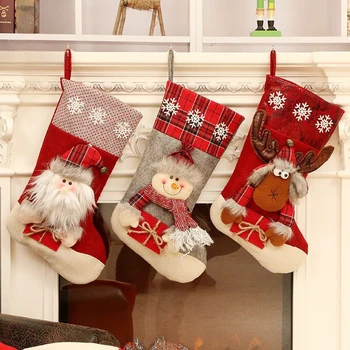 Новые рождественские детские носки, Подарочный пакет, Атмосферные украшения, Большие рождественские носки, Подарочные конфеты, Носки-сюрпризы для вечеринки