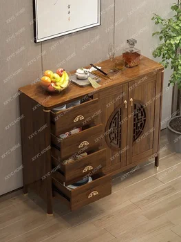 Новый сервант в китайском стиле, Настенный шкафчик для чая в китайском стиле, встроенное хранилище из массива дерева