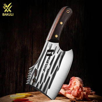 Нож BAKULI из нержавеющей стали, для измельчения костей, специальный нож для твердых ингредиентов, ковочный нож, нож для измельчения костей