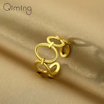 Овальное Минималистичное кольцо из нержавеющей стали, женские ювелирные изделия, Геометрические простые женские кольца для пальцев, подарок матери