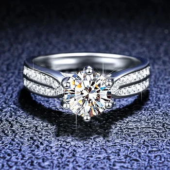 Оригинальное платиновое кольцо PT950 Сверкающий D-цвет 3-каратный Пасьянс Муассанит Лабораторные бриллиантовые кольца Обручальное кольцо Ювелирные изделия для женщин