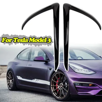 Отделка Переднего Лезвия для Tesla Model 3 ABS Carbon Fiber Модификация Декора Для Стайлинга Автомобилей Передняя Противотуманная Фара Спойлер Light Blade 2017-2021