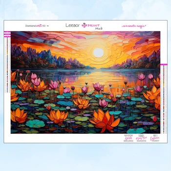 Пейзаж Алмазная живопись Красочные Цветы в пруду Полный Набор для вышивки крестом мозаикой из страз Подарки для домашнего декора 5D