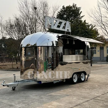 Передвижной продовольственный фургон Airstream look snackmachine с оборудованием для выпечки хот-догов, пиццы, мороженого