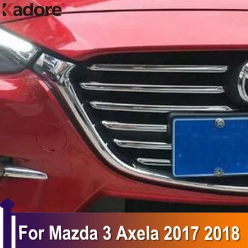 Передняя Центральная Решетка Радиатора Накладка Для Mazda 3 M3 Axela 2017 2018 Хромированная Гоночная Решетка Отделка Грилей Наклейка На Автомобиль Внешние Аксессуары