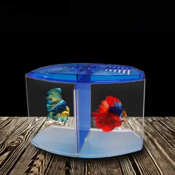 Пластиковый аквариум Betta с водной травой, Прозрачная двухсеточная Изолирующая коробка Betta, изолирующая коробка Betta с одинарной / двойной сеткой