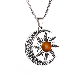Подвеска с кельтским узлом Луна Солнце из нержавеющей стали, ожерелье-амулет из скандинавской мифологии, мужские и женские модные украшения для вечеринок на каждый день