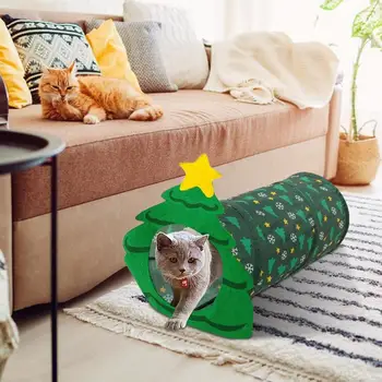 Прямой кошачий туннель в форме рождественской елки, складная игрушка для игр с кошками, игрушка в форме дерева, игрушка для обучения кролику, аксессуары для дома, поставщик