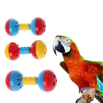 Птица Разноцветная пластиковая интерактивная игрушка с двумя шариками-попугай для Conures Прямая поставка