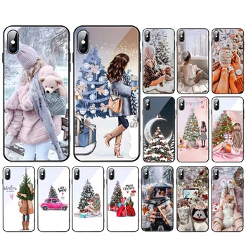 Рождественская Девочка Стеклянный Чехол Для Телефона Samsung Galaxy A52S A04S A21S A33 A23 A13 A14 A32 A52 A53 A54 A51 A71 M51 В виде Ракушки