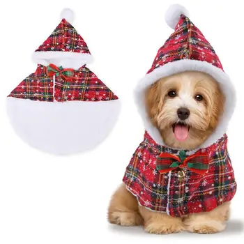 Рождественская одежда для собак, одежда для кошек с капюшоном и помпонами, Костюм для домашних животных, Аксессуары для рождественских путешествий, реквизит для фотосъемки, Рождественская вечеринка