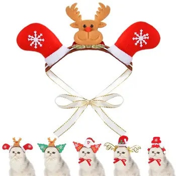 Рождественские Домашние собаки Кошки Повязка на голову Декоративный костюм Милые Разноцветные Дополнительные аксессуары для собак с обручем для волос
