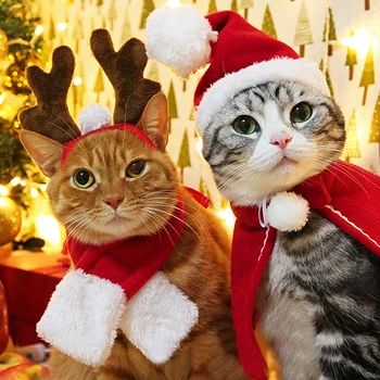 Рождественские Костюмы кошек, Забавная Одежда Санта-Клауса для маленьких кошек и собак, Рождественская Новогодняя Одежда для домашних кошек, Зимние наряды для котенка