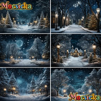 Рождественский лес, фон для фотосъемки, Замок мечты, Зимняя сцена, Страна чудес, декор для вечеринки, баннер, фон, реквизит для фотостудии