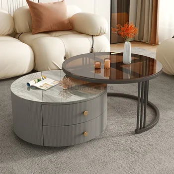 Роскошный мраморный журнальный столик Nordic, Чайный столик, Складной стеклянный столик, туалетный диван, Вспомогательная мебель для гостиной Smart Mesa