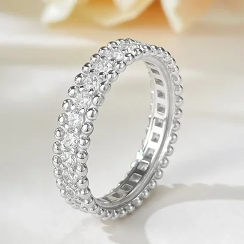 Серебро 925 пробы, простое узкое издание, Однорядное кольцо с бриллиантами в форме небесной звезды по краю для женских пар, обручальное кольцо