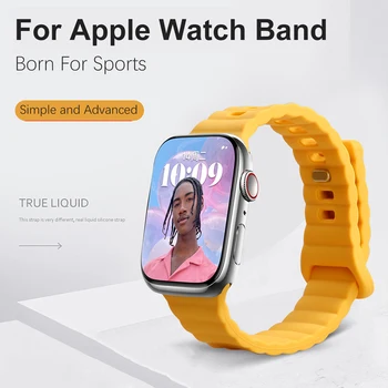 Силиконовый Ремешок Для Apple Watch Band 44 мм 45 мм 42 Мм 40 Мм 38 Мм 41 ММ Смарт-Часы Браслет Correa Для iWatch 8 7 6 5 4 3 Ultra 49 мм