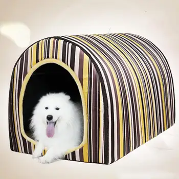 Собачья Кроватка Со Съемным Моющимся Нескользящим Дном 2 Способа использования Домик для домашних животных С Пушистым Ковриком Для Собак Среднего Размера