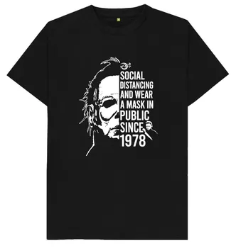 Социальная дистанция на Хэллоуин и ношение маски С 1978 года, мужская футболка