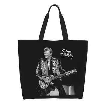 Сумки для покупок Johnny Hallyday с модной печатью, многоразовые холщовые сумки на плечо, сумка для французской певицы рок-музыки