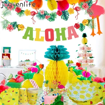 Украшения для Гавайской вечеринки, Тарелки с ананасом, Салфетки для чашек, Летние Тропические Гавайские Сувениры для вечеринок, Принадлежности для вечеринок Luau Aloha