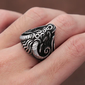 Уникальное винтажное кольцо с Козлиной головой из нержавеющей стали, Мужская И женская мода, хип-хоп, готическое кольцо с животными, Байкерские украшения, Подарки Оптом