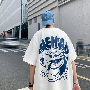 Футболка Harajuku Oversize High Street, Мужская футболка с коротким рукавом, Забавные Аниме-топы, Летняя Одежда в стиле Хип-хоп, Мужские Новые Футболки