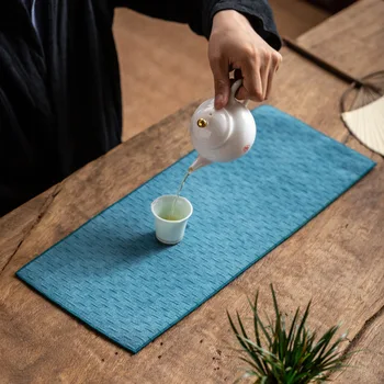 Хлопчатобумажный и льняной нескользящий чайный коврик, водонепроницаемая ткань для китайской чайной церемонии, скатерть с настольным флагом, ретро-чайное чистое полотенце, скатерть