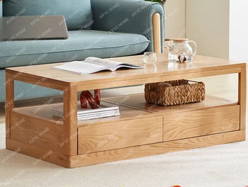 Чайный столик из массива дерева, Скандинавская Простая Современная мебель для гостиной, Напольный шкаф для хранения