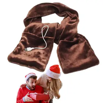 Шарфы с подогревом для женщин, регулируемая электрическая грелка USB, зимний Мягкий и теплый шарф для пеших прогулок